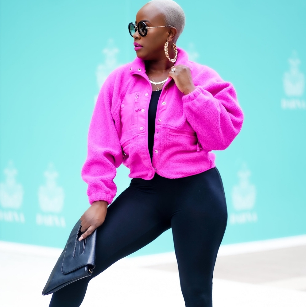 Oh So Warm Snap Button Jacket (Hot Pink)
